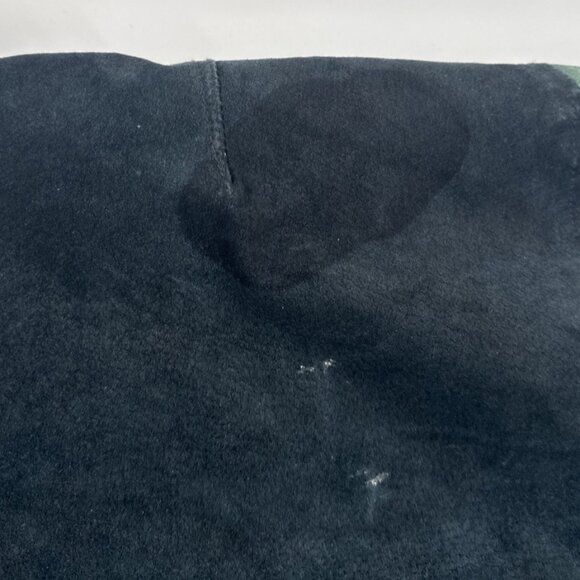 Vintage 90s Suede Leather Jacket Mens Large Bomber Pockets Zip Colorblock Retro - Picture 11 of 16